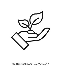 Editable Icon of Plant in Hand, Vector illustration isolated on white background. using for Presentation, website or mobile app