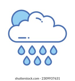 An editable icon of rainy cloud in modern style, ready to use vector