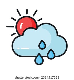 An editable icon of rainy cloud in modern style, ready to use vector