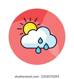An editable icon of rainy cloud in modern style, ready to use vector