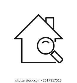 Editable Icon of Search House for Buy or Rent, Vector illustration isolated on white background. using for Presentation, website or mobile app