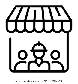 An editable icon of shop employees, linear design 