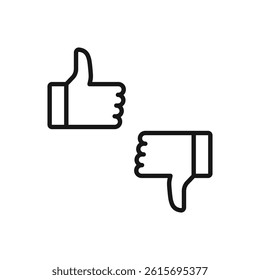 Editable Icon of Thumbs up and Thumbs Down, Vector illustration isolated on white background. using for Presentation, website or mobile app