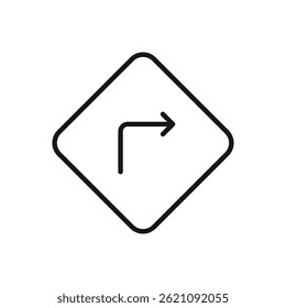Editable Icon of Turn Right Sign, Vector illustration isolated on white background. using for Presentation, website or mobile app
