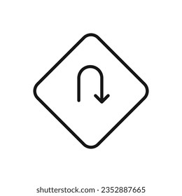 Editable Icon of U Turn Sign, Vector illustration isolated on white background. using for Presentation, website or mobile app