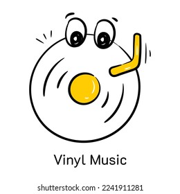 Un icono editable del reproductor de vinilo, icono dibujado a mano 