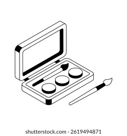 An editable icon of watercolour kit designed in isometric style