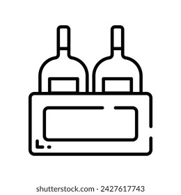 Icono editable de caja de botellas de vino, botellas de cerveza dentro de caja de madera