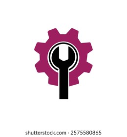 Editable Icon of Wrench and Cogwheel, Setup or Settings Icon, Vector illustration isolated on white background. using for Presentation