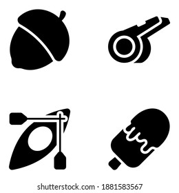 
Editable Icons of Food and Beach in Flat Style 