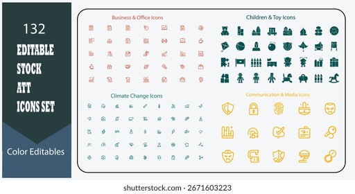 Iconos editables Arte de archivo que presenta el icono de comunicación de los niños del clima de negocios.