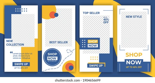 Editable ig story social media for sale discount and product promotion. Stories, posts and elements. Modern aesthetic elegant minimalistic style for social networks story. Vector illustration