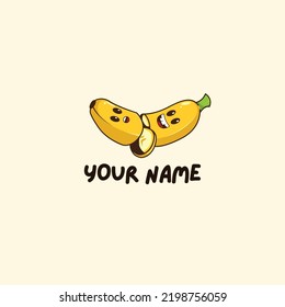 Editable Illustrated Banana Fruit Logo Template