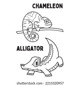 Editable Illustrated Chameleon And Alligator Template