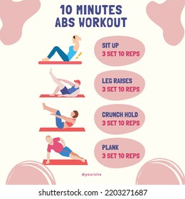 Editable Illustrated Colorful And Playful Abs Workout Template