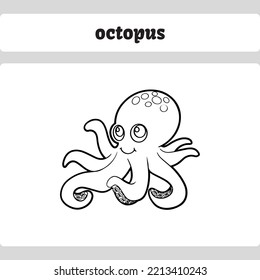 Editable Illustrated Coloring Octopus Worksheet Template