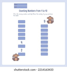 Editable Illustrated Counting Numbers Activity Worksheet Template