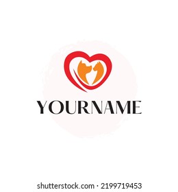 Editable Illustrated Dog Cat Veterinarian Logo Template