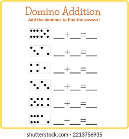 Editable Illustrated Dominos Addition Worksheet Template