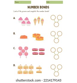Editable Illustrated Picture Number Bonds Activity Worksheet Template