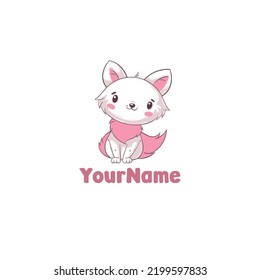 Editable Illustrated Pink Kitty Logo Template