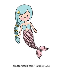 Editable Illustrated Pink Mermaid Worksheet Template