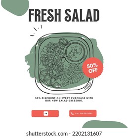 
Plantilla de restaurante de ensaladas ilustradas editable