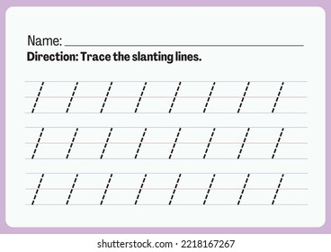 
Bearbeitbare Vorlage für ein Arbeitsblatt für die einfache Slanting Line-Ablaufverfolgung