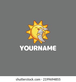 Editable Illustrated Sun and Moon Cartoon Logo Template