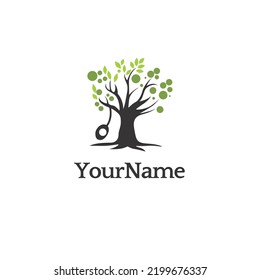 Editable Illustrated Tree Swing Playground Logo Template