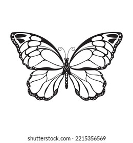 Editable Illustrated White Butterfly Coloring Template