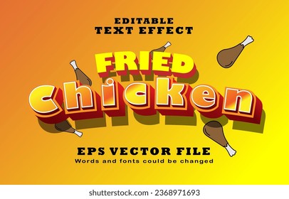 Editable illustration fried chicken text effect