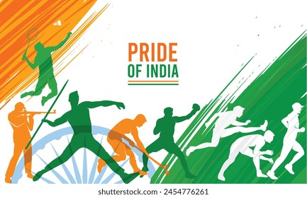 Editable illustration of Indian athletes from different field ready to compete in world international championship 