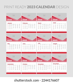 Editable illustration page template A4, A3, set of 12 months with cover. Week start on Sunday. Vertical editable page, wall calendar vector illustration. Simple corporate card, planner. 2023 calendar.