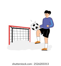 Una ilustración editable de un jugador de fútbol, listo para uso premium
