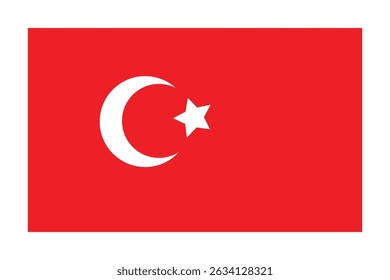 Editable illustration of the Turkish national flag with red background white crescent and star. Ideal for Republic Day, independence day, national events, patriotic designs, and cultural projects.