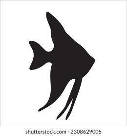 Editable illustration vector of different kinds of Fish, fishing, black image Silhouette 