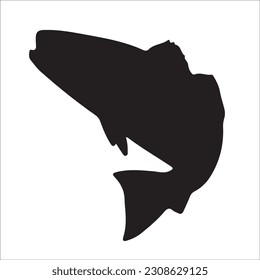 Editable illustration vector of different kinds of Fish, fishing, black image Silhouette 