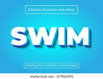 Editable illustrator text effect, 3D blue color text style for business logo and brand