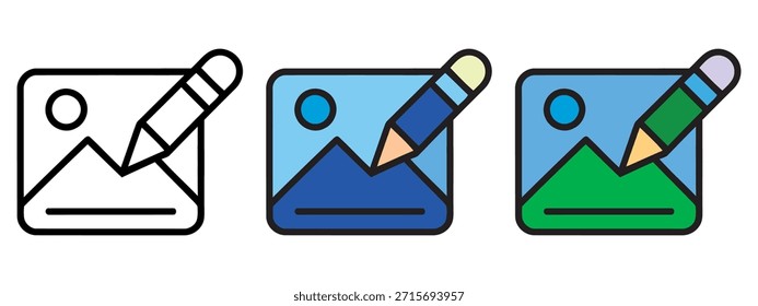Conjunto de iconos de Imagen editable que ilustra herramientas de edición y modificación de fotos