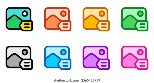 Editable image tagging, tag vector icon. AI technology, artificial intelligence, computer. Part of a big icon set family. Perfect for web and app interfaces, presentations, infographics, etc