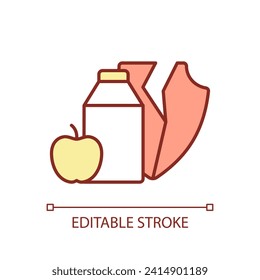 Editable impact on food security linear icon representing heatflation concept, isolated vector, global warming thin line illustration.