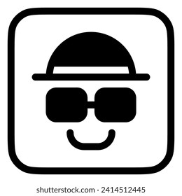 Incógnito editable, icono vector hacker blanco. SEO, marketing, negocios. Parte de una familia de iconos grandes. Perfecto para interfaces web y de aplicaciones, presentaciones, infografías, etc