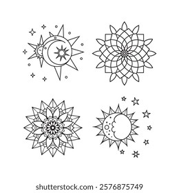 Editable Indian mandala design set illustration