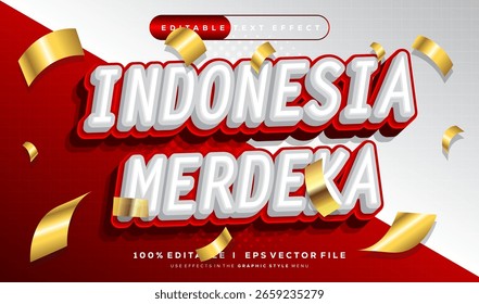 Efecto de texto de Vector Merdeka editable Indonesia con diseño de estilo moderno