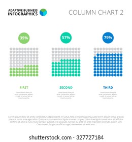 Editable infographic template of column chart, blue and green version