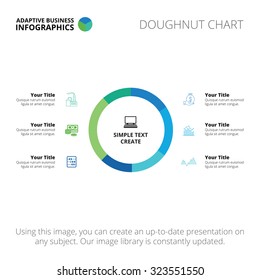 Editable infographic template of doughnut chart, blue and light blue version
