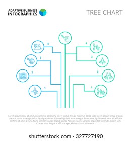 Editable infographic template of schematic tree chart, blue and green version