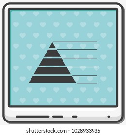 Editable infographic template of stacked pyramid chart flat vector icon.