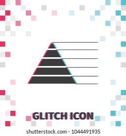 Editable infographic template of stacked pyramid chart  glitch effect vector icon.